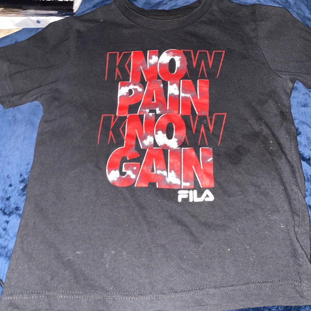 Fila Black and Red Short Sleeve Graphic Tee